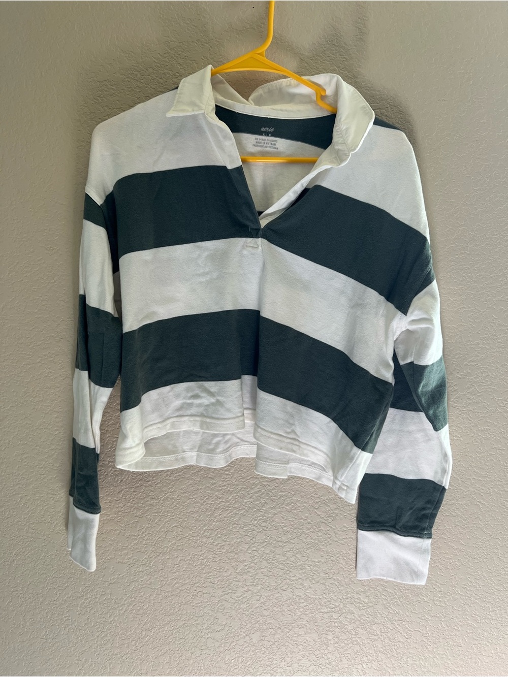 Aerie Striped Cropped Prep Polo